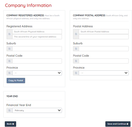 Company Registration Step 2