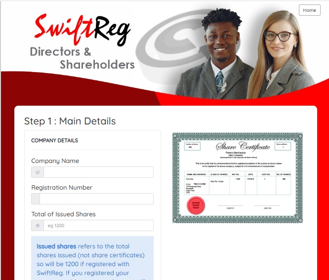 Create a Share Certificate step 1